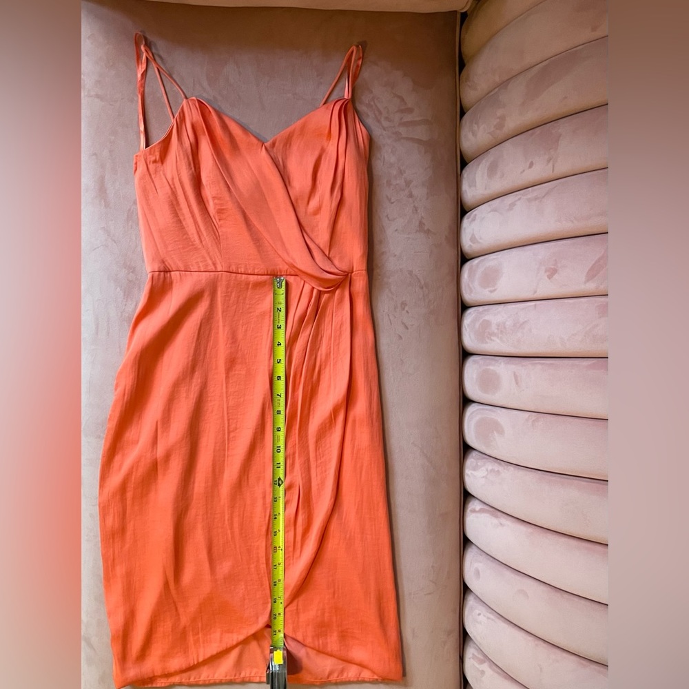 Salmon pink peach spaghetti strap Banana Republic lined polyester dress 0 women